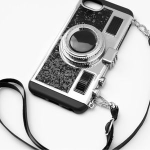 Black Glitter Camera Phone Case - Fits iPhone 6/7/8/SE